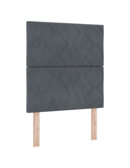 Letto a molle con testiera Grigio scuro 80 x 200 cm Velluto
