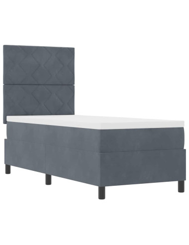 Letto a molle con testiera Grigio scuro 80 x 200 cm Velluto