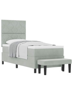 Letto a molle con testiera Grigio chiaro 200 x 80 cm Velluto 2