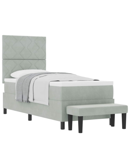 Letto a molle con testiera Grigio chiaro 200 x 80 cm Velluto