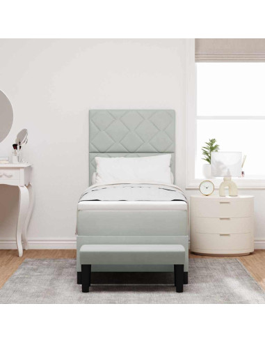 Letto a molle con testiera Grigio chiaro 200 x 80 cm Velluto
