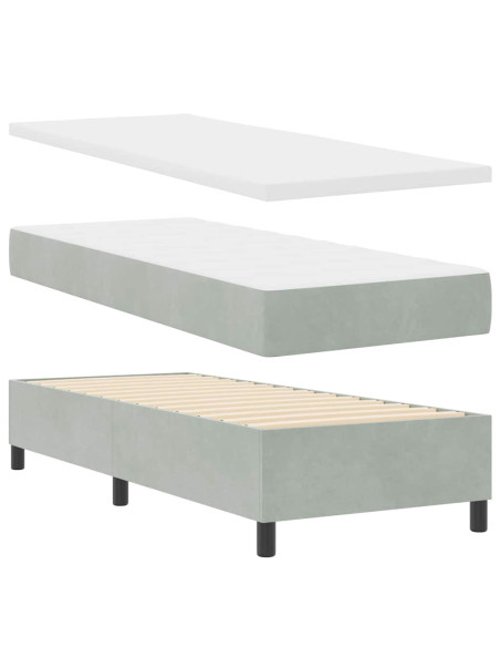 Letto a molle con testiera Grigio chiaro 200 x 80 cm Velluto