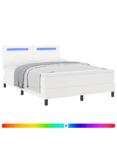 Letto a molle con materasso Bianco 140 x 190 cm Pelle sintetica 2