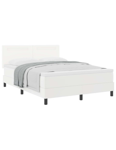 Letto a molle con materasso Bianco 140 x 190 cm Pelle sintetica