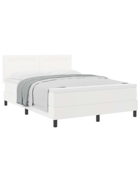 Letto a molle con materasso Bianco 140 x 200 cm Pelle sintetica
