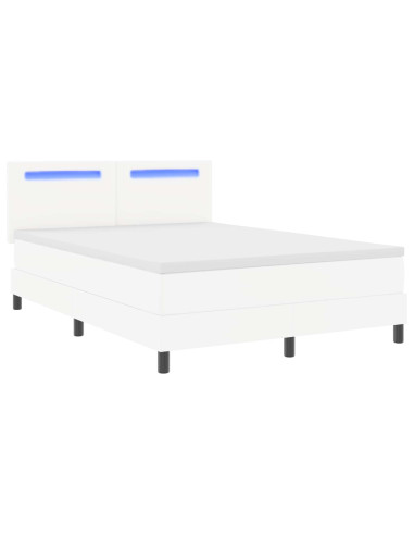 Letto a molle con materasso Bianco 140 x 200 cm Pelle sintetica