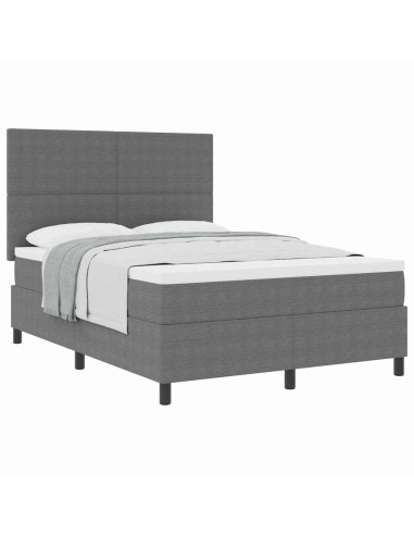 Letto a molle con testiera Grigio chiaro e bianco 160 x 200 cm