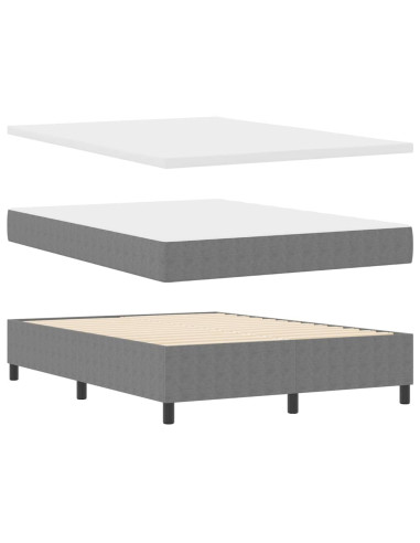 Letto a molle con testiera Grigio chiaro e bianco 160 x 200 cm