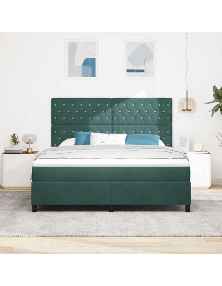 Letto a Sorgente LED Verde Scuro 180 x 200 cm Velluto