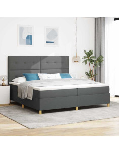 Letto a Sorgente LED Grigio scuro 200 x 200 cm Tessuto