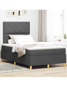 Letto a Sorgente LED Grigio scuro 120 x 200 cm Tessuto