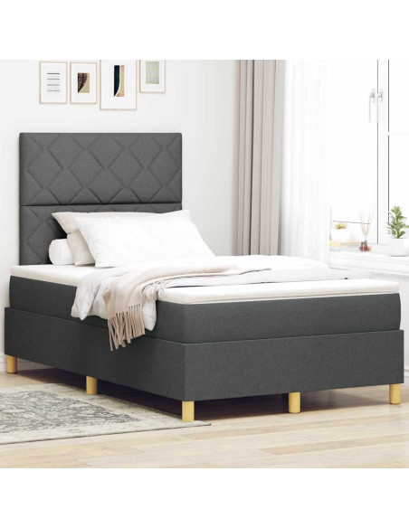 Letto a Sorgente LED Grigio scuro 120 x 200 cm Tessuto