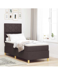 Letto a Sorgente LED Marrone Scuro 80 x 200 cm Tessuto