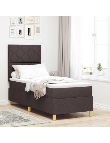 Letto a Sorgente LED Marrone Scuro 80 x 200 cm Tessuto