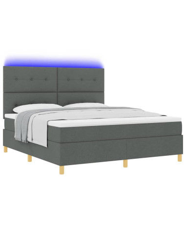 Letto a Sorgente LED Grigio scuro 180 x 200 cm Tessuto