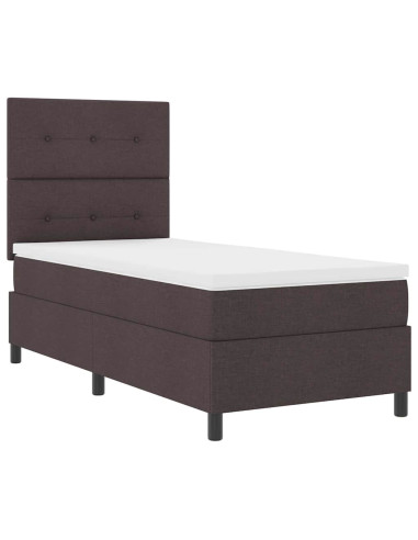 Letto a molle con testiera Marrone Scuro 100 x 200 cm Tessuto