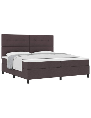 Letto a molle con testiera Marrone Scuro 200 x 200 cm Tessuto