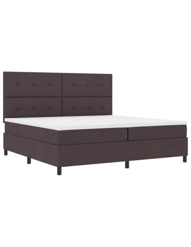 Letto a molle con testiera Marrone Scuro 200 x 200 cm Tessuto