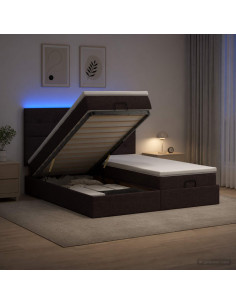 Letto Ottomano con Materasso e LED Marrone Scuro 200 x 200 cm