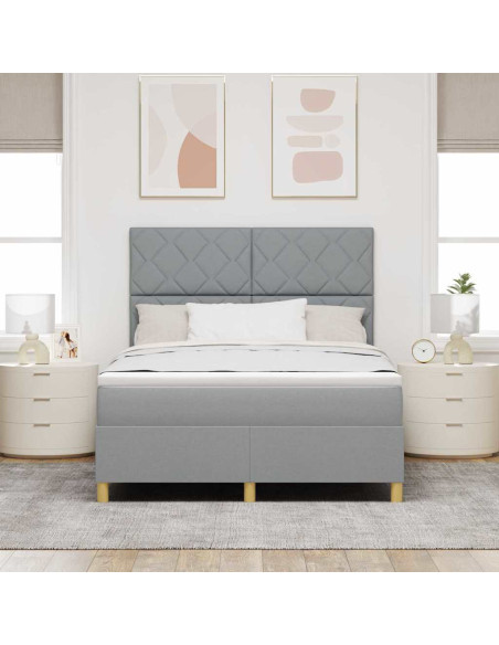 Letto a Sorgente LED Grigio chiaro 140 x 200 cm Tessuto