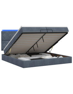 Letto Ottomano con Materasso e LED Grigio Scuro 200 x 200 cm 2