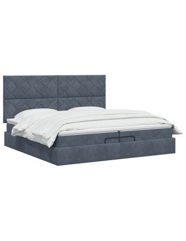 Letto Ottomano con Materasso e LED Grigio Scuro 200 x 200 cm