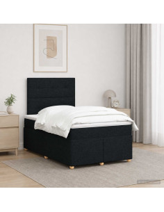 Letto box spring con materasso Nero 120 x 200 cm Tessuto