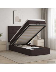 Letto Ottomano con Materasso e LED Marrone Scuro 100 x 200 cm
