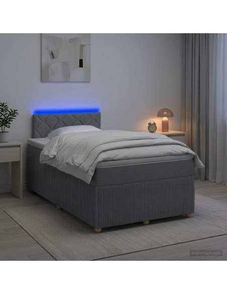 Letto box spring con materasso Grigio Chiaro 120 x 200 cm