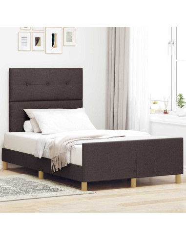 Struttura del letto Marrone scuro 120 x 200 cm Tessuto