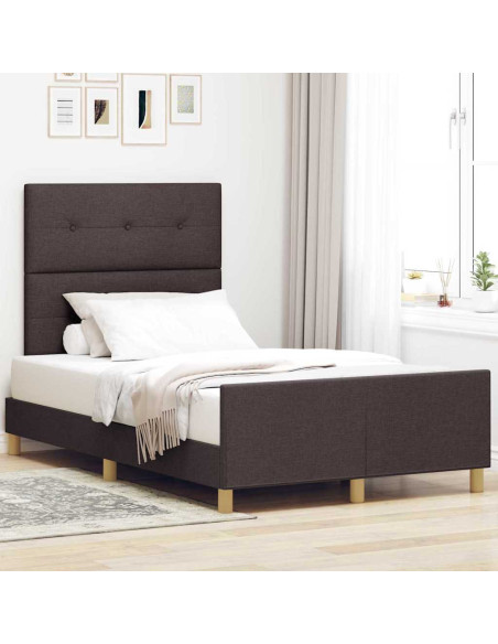 Struttura del letto Marrone scuro 120 x 200 cm Tessuto