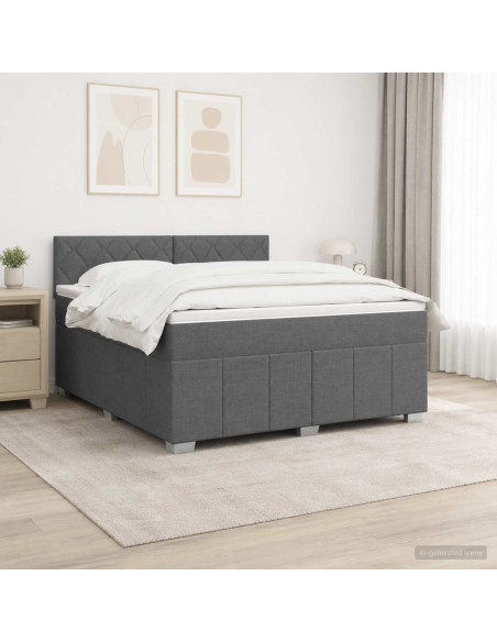 Letto box spring con materasso Grigio Scuro 180 x 200 cm