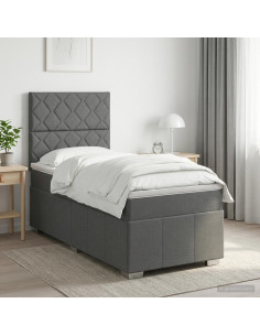Letto box spring con materasso Grigio Scuro 100 x 200 cm