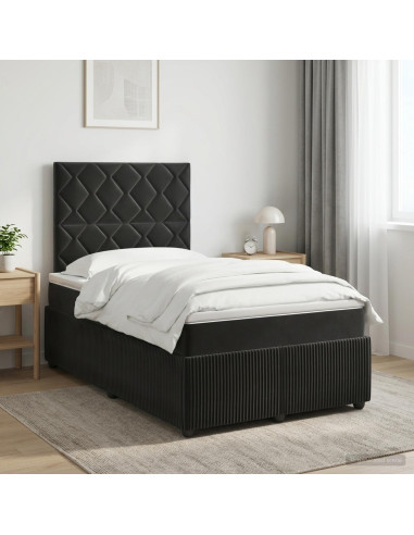 Letto box spring con materasso Nero 120 x 190 cm Velluto