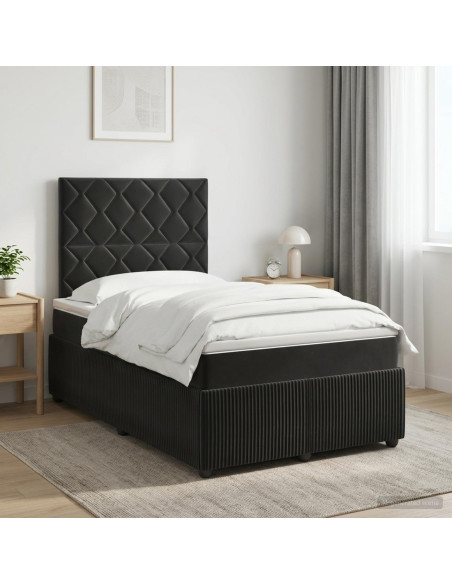 Letto box spring con materasso Nero 120 x 190 cm Velluto