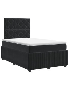 Letto box spring con materasso Nero 120 x 190 cm Velluto 2