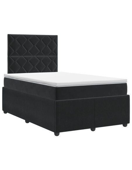 Letto box spring con materasso Nero 120 x 190 cm Velluto