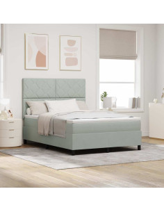 Letto a Sorgente LED Grigio chiaro 160 x 200 cm Velluto