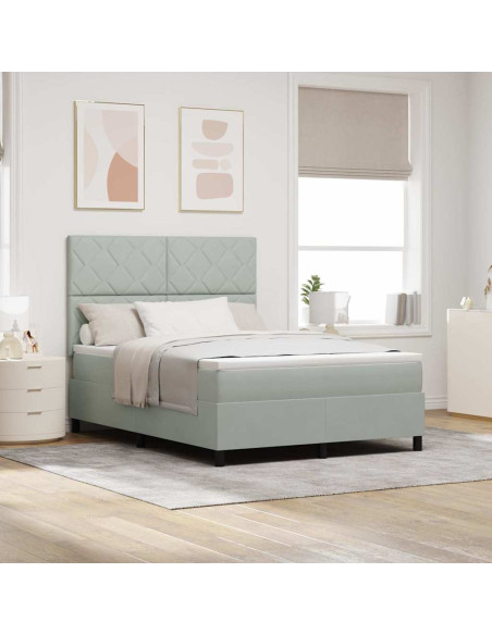 Letto a Sorgente LED Grigio chiaro 160 x 200 cm Velluto