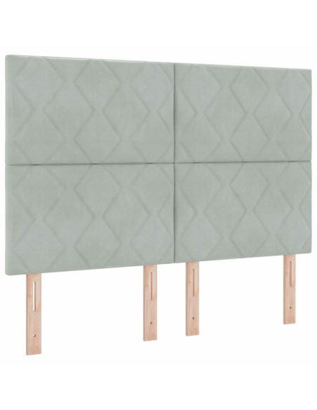 Letto a Sorgente LED Grigio chiaro 160 x 200 cm Velluto