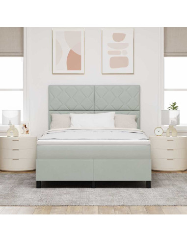 Letto a Sorgente LED Grigio chiaro 160 x 200 cm Velluto