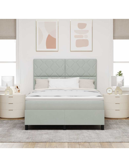 Letto a Sorgente LED Grigio chiaro 160 x 200 cm Velluto