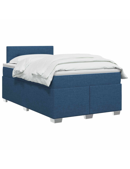 Letto box spring con materasso Blu 120 x 200 cm Tessuto