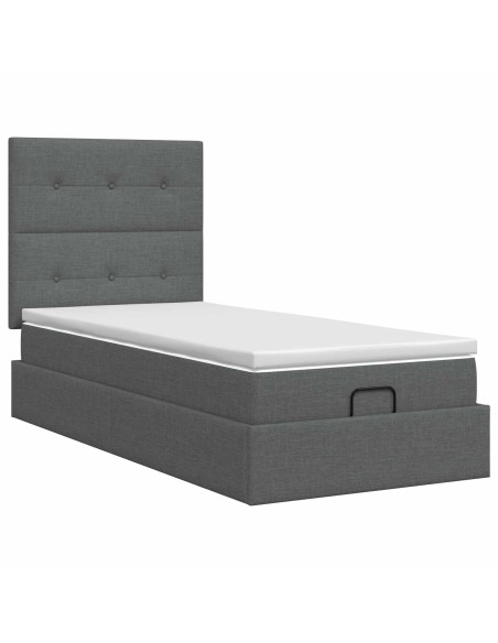 Letto ottomano con materasso Grigio Scuro 90 x 200 cm Tessuto