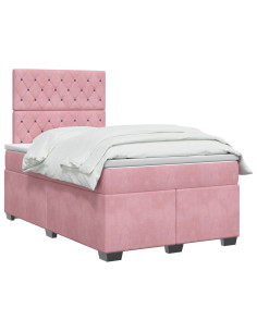 Letto box spring con materasso Rosa 120 x 190 cm Velluto 2
