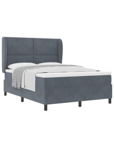 Letto a molle con testiera Grigio scuro 200 x 160 cm Velluto 2