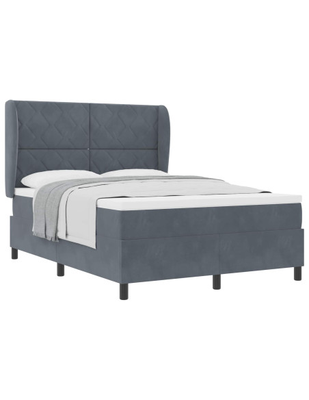 Letto a molle con testiera Grigio scuro 200 x 160 cm Velluto