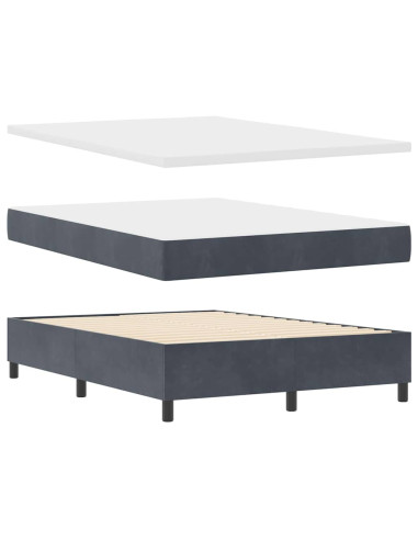 Letto a molle con testiera Grigio scuro 200 x 160 cm Velluto