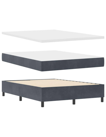 Letto a molle con testiera Grigio scuro 200 x 160 cm Velluto