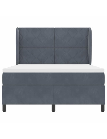 Letto a molle con testiera Grigio scuro 200 x 160 cm Velluto